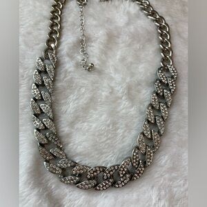 Vintage Cuban Link‎ Necklace with Brilliant Round Stones